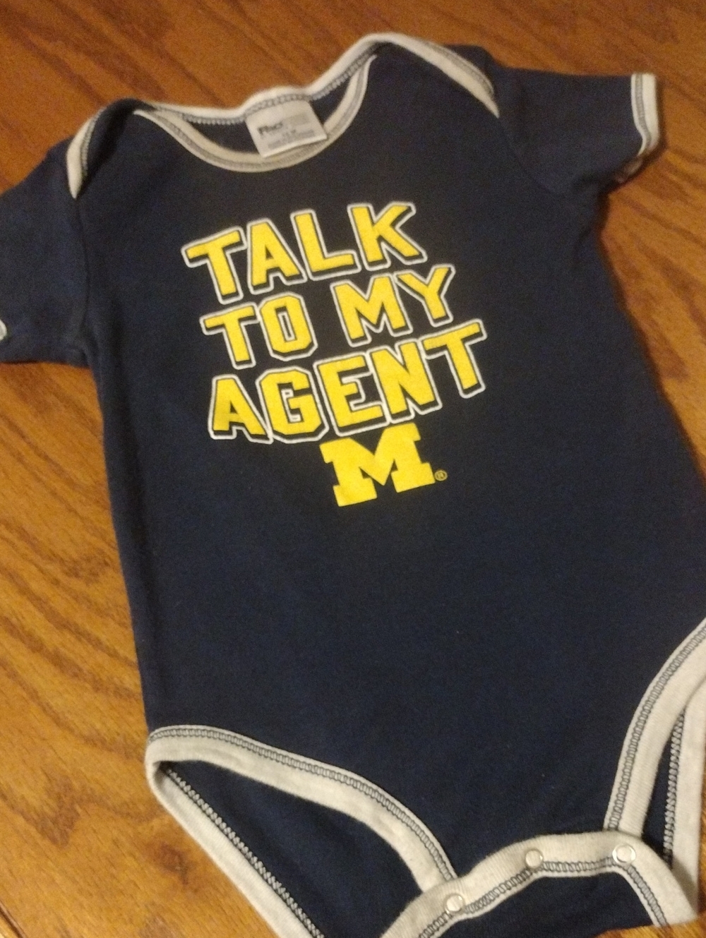 Michigan 'Talk To My Agent' Onesie 12m